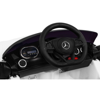 Mercedes Benz GT na akumulator dla dzieci Biały + Pilot + Wolny Start + MP3 LED